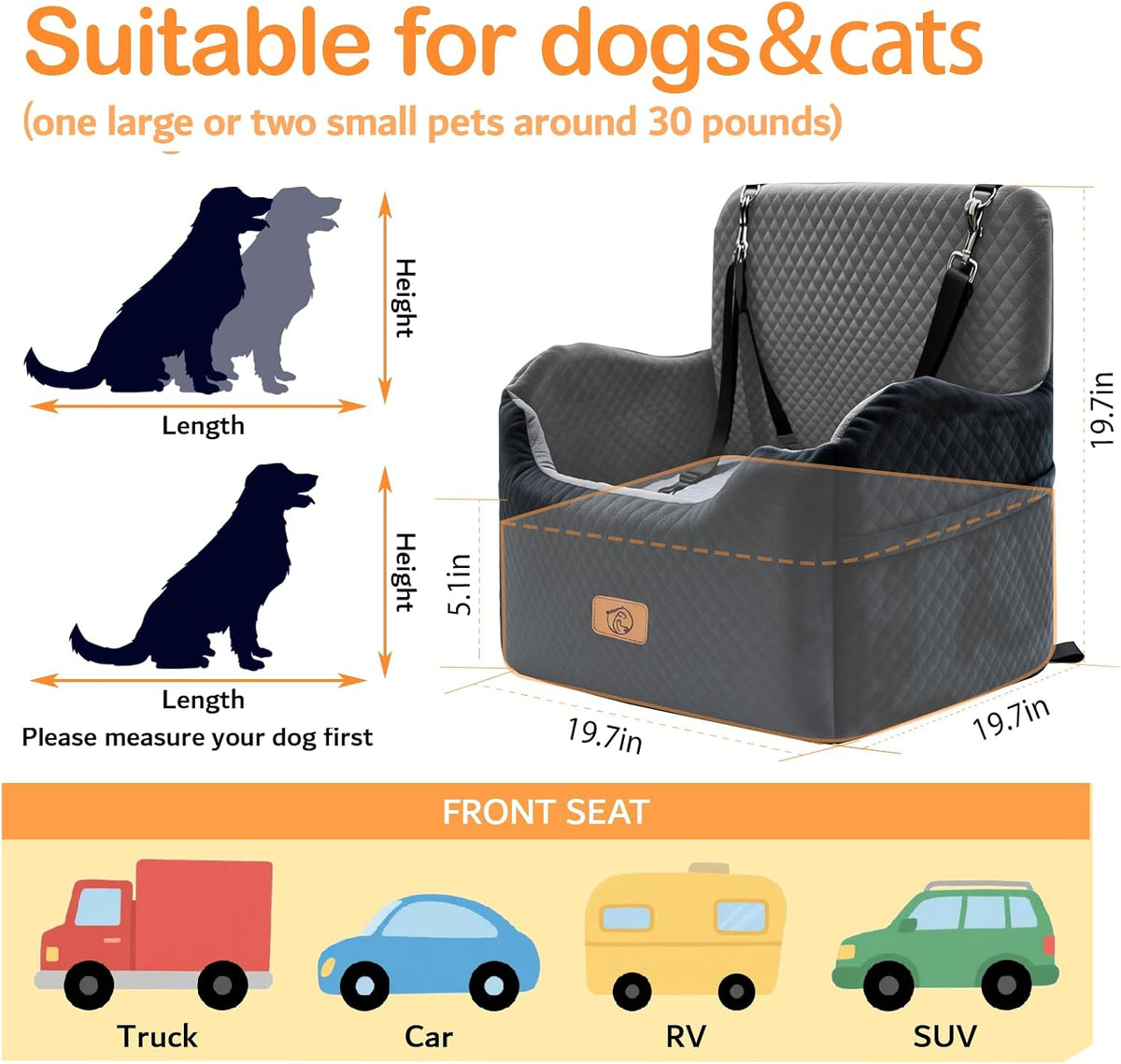 hi-density memory foam dog booster seat under 35, close-up detail