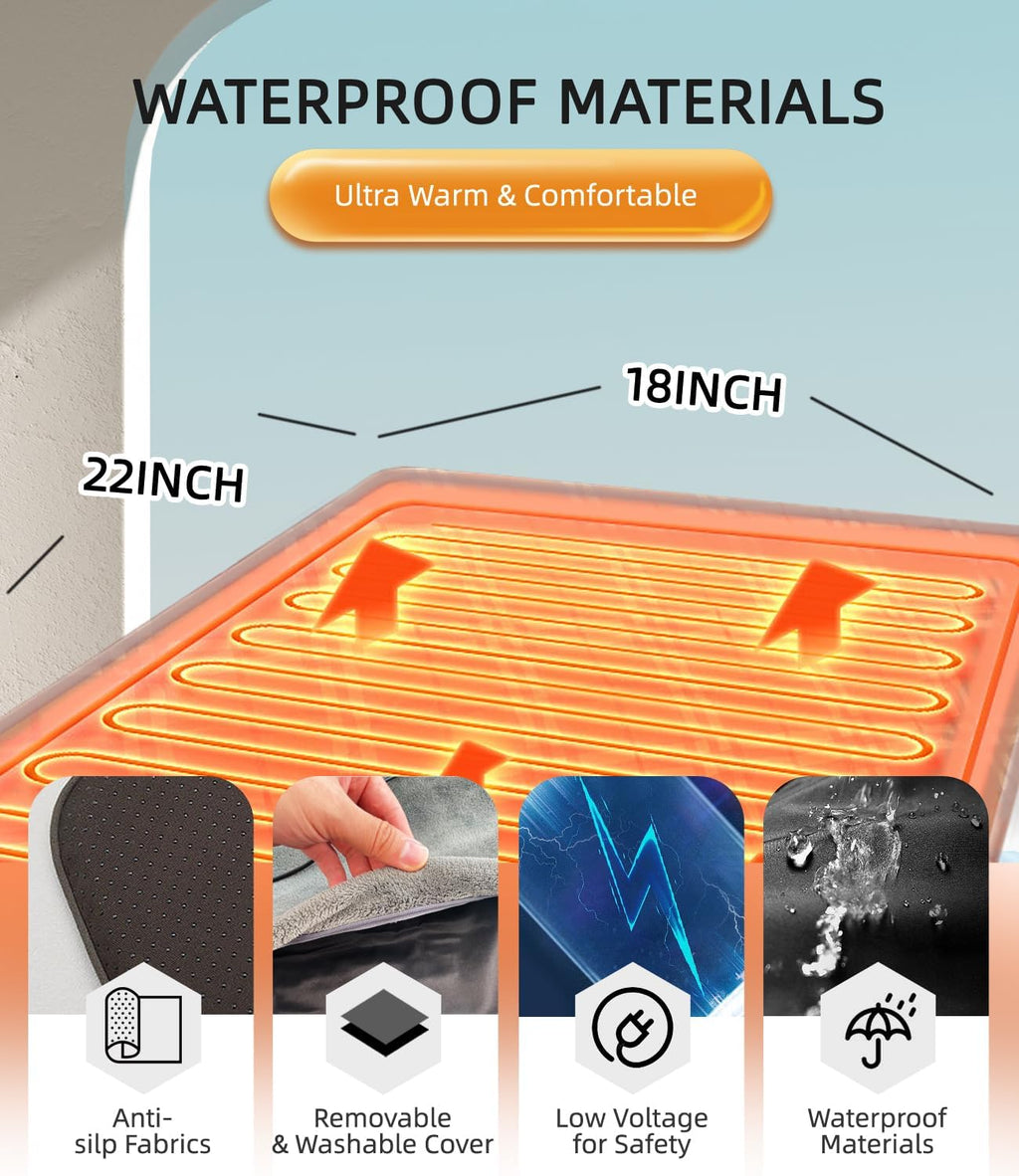 pressure activated pet heating pad 18 x 22,gravity showing dimensions