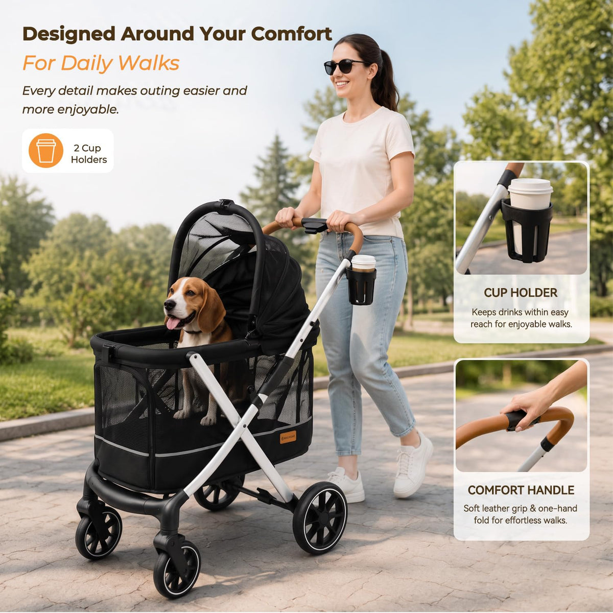 dog stroller for medium and small dogs, lightweight, package contents