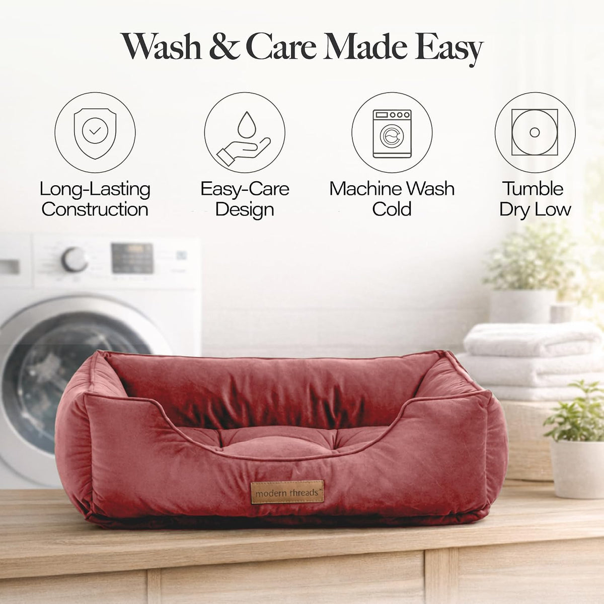 modern threads luxury dog bed - comfortable tufted, package contents