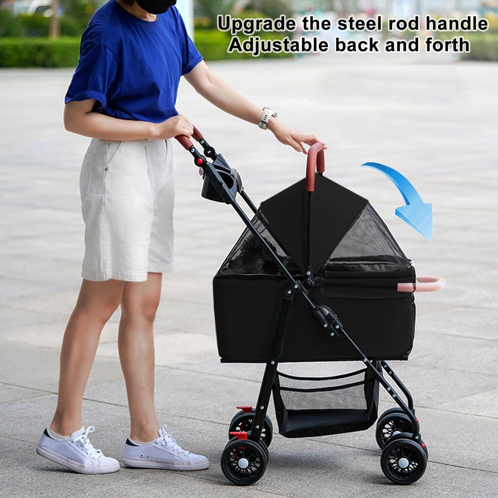 pet stroller-folding 4 wheels cat/dog stroller for medium, close-up detail