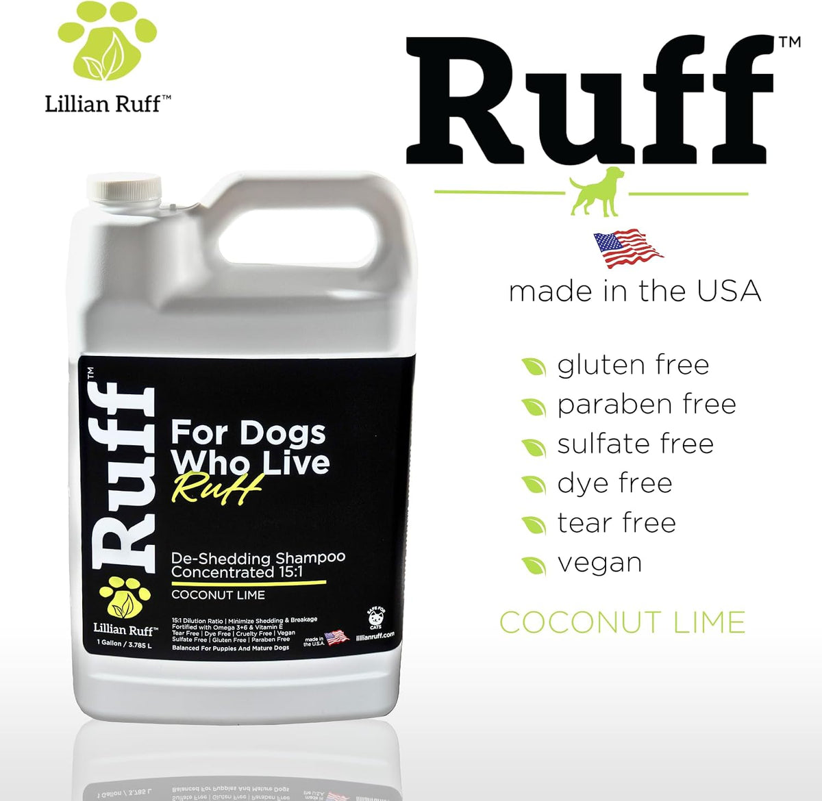 ruff by lillian ruff 15:1 concentrated deshedding dog showing dimensions