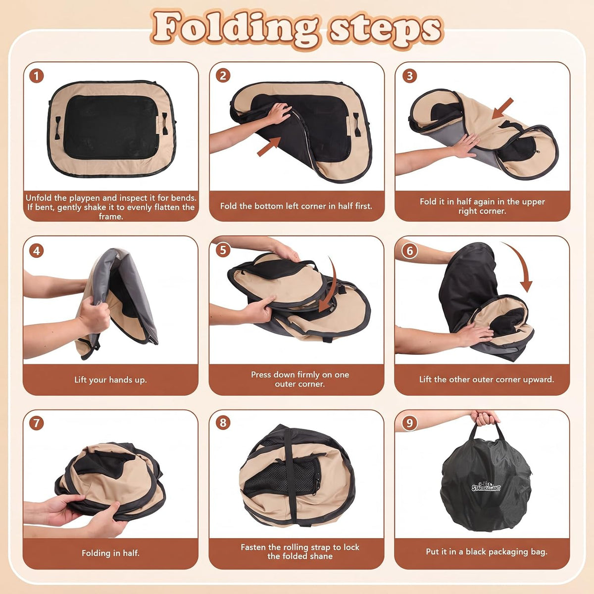 portable dog cat playpen, foldable dog crate kennel showing dimensions
