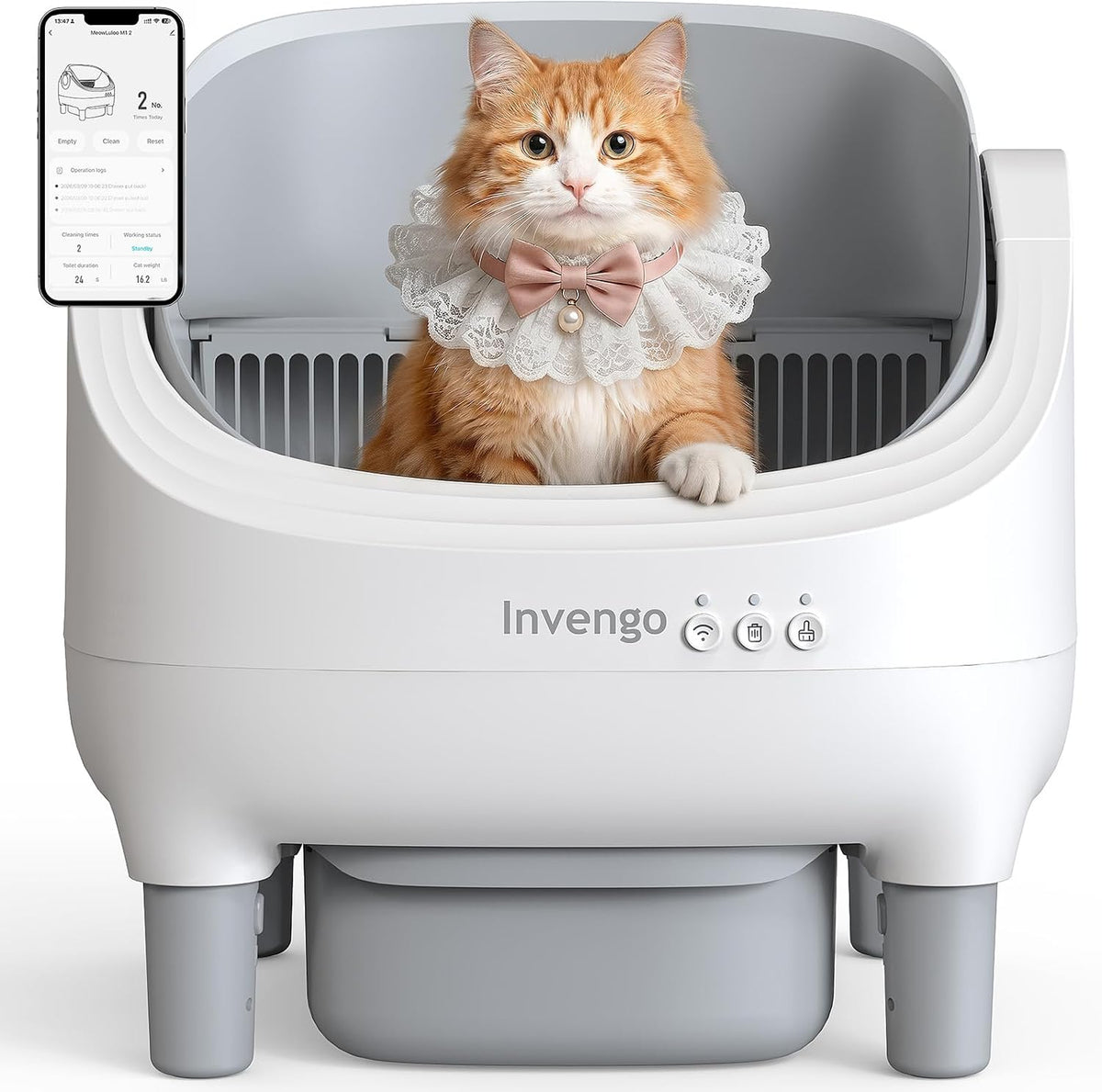 automatic litter box, electronic hands-free, open top self, main product view