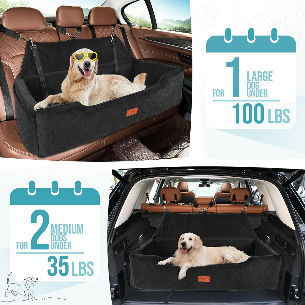 heggcooe large dog car seat under 100 lbs, side view