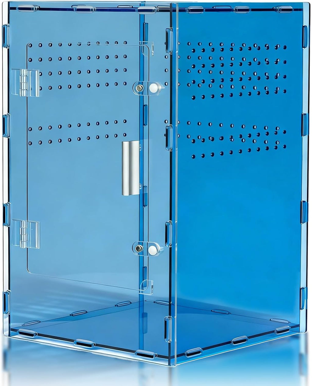 8x8x12 blue acrylic terrarium vertical for spider reptile, main product view