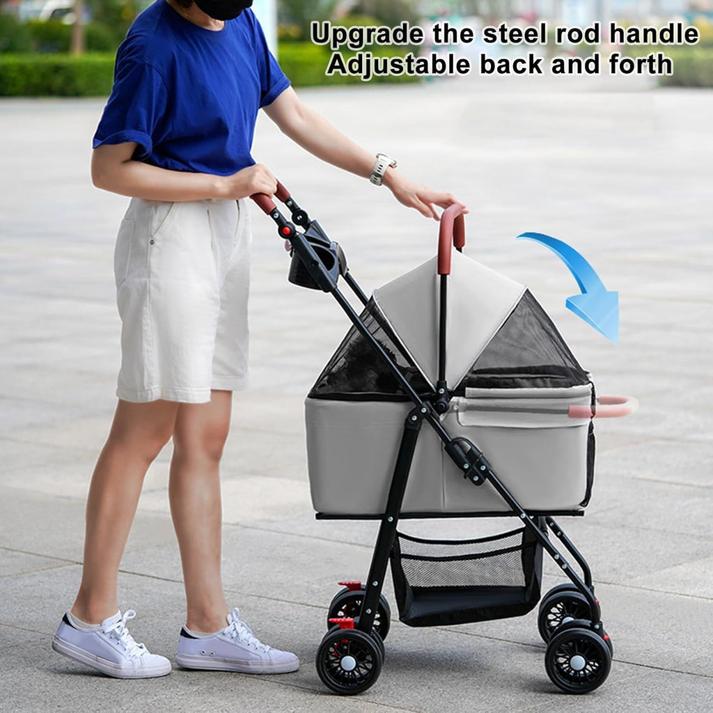 pet stroller-folding 4 wheels cat/dog stroller for medium, close-up detail