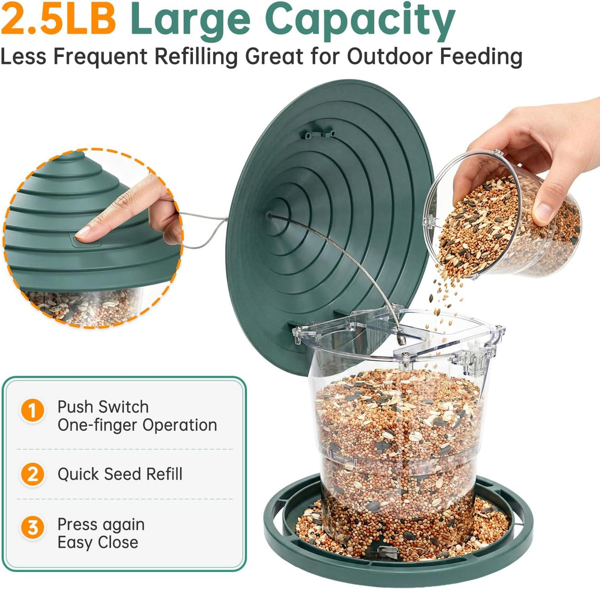 habau 2 pack bird feeders for outdoors, plastic, side view
