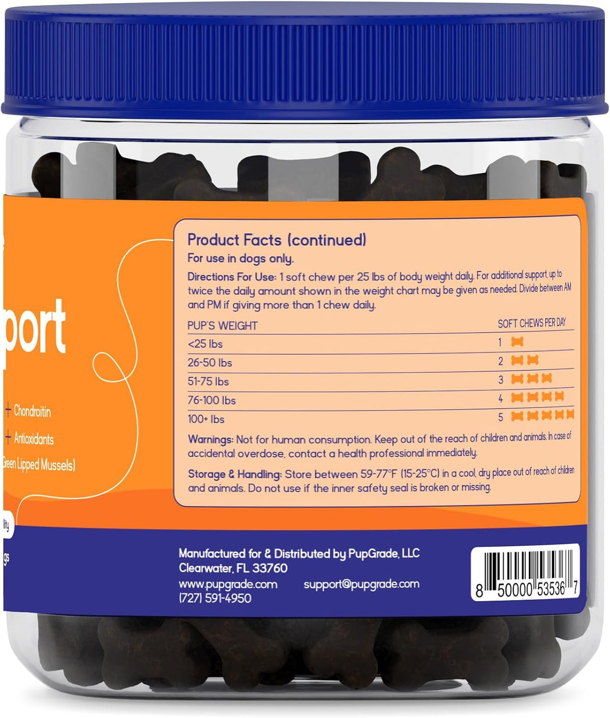pupgrade joint support for dogs, peanut butter flavor, close-up detail