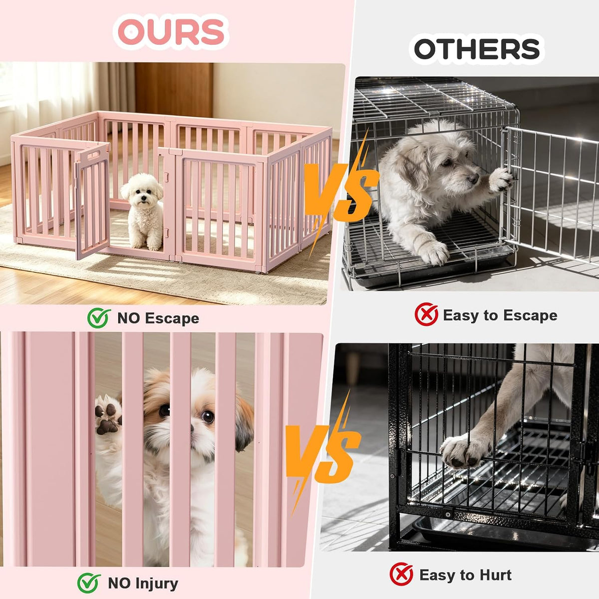 dog playpen indoor,puppy playpen,pink 30.3" h,10 panels, close-up detail
