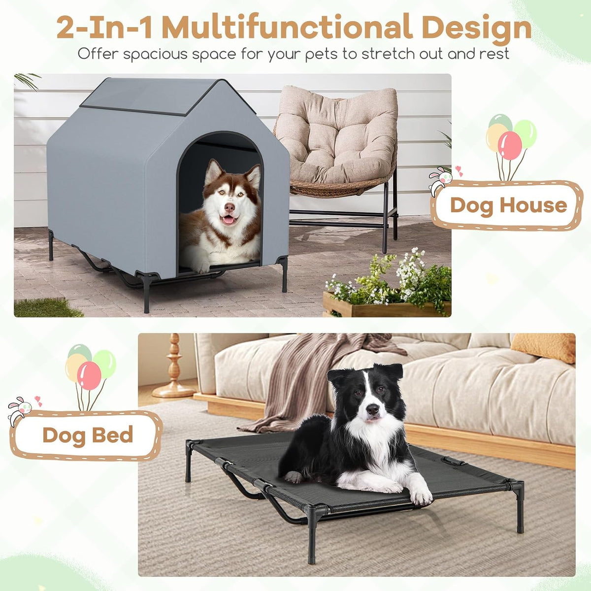 giantex 52 inch dog house outdoor extra large, side view