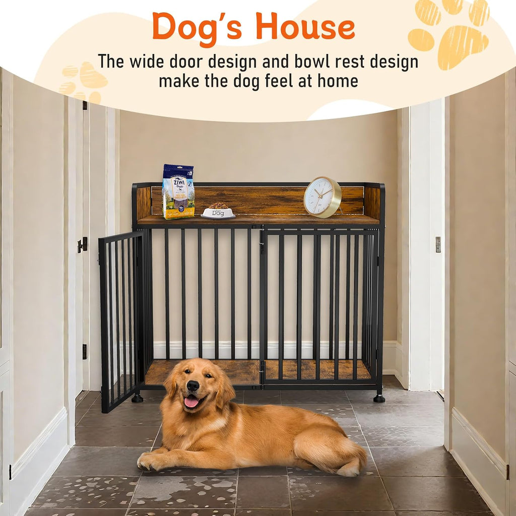 furniture style dog crate, large dog kennel indoor showing dimensions
