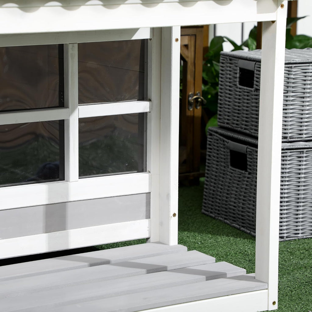 pawhut wooden dog house with porch for large, view 9