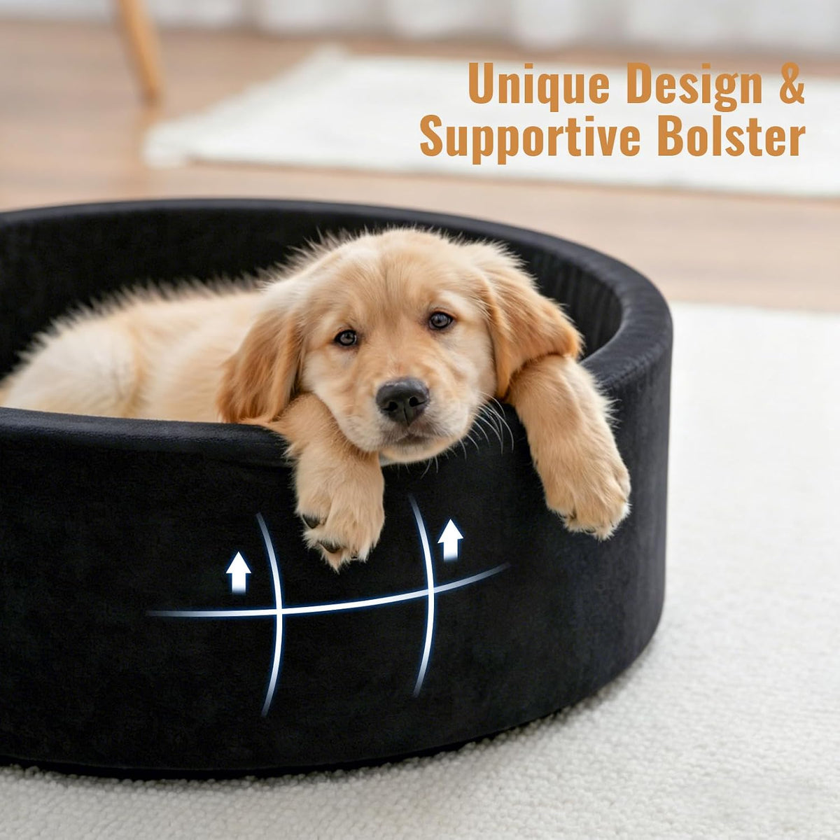 39 inch round dog bed ball pit, indoor showing dimensions
