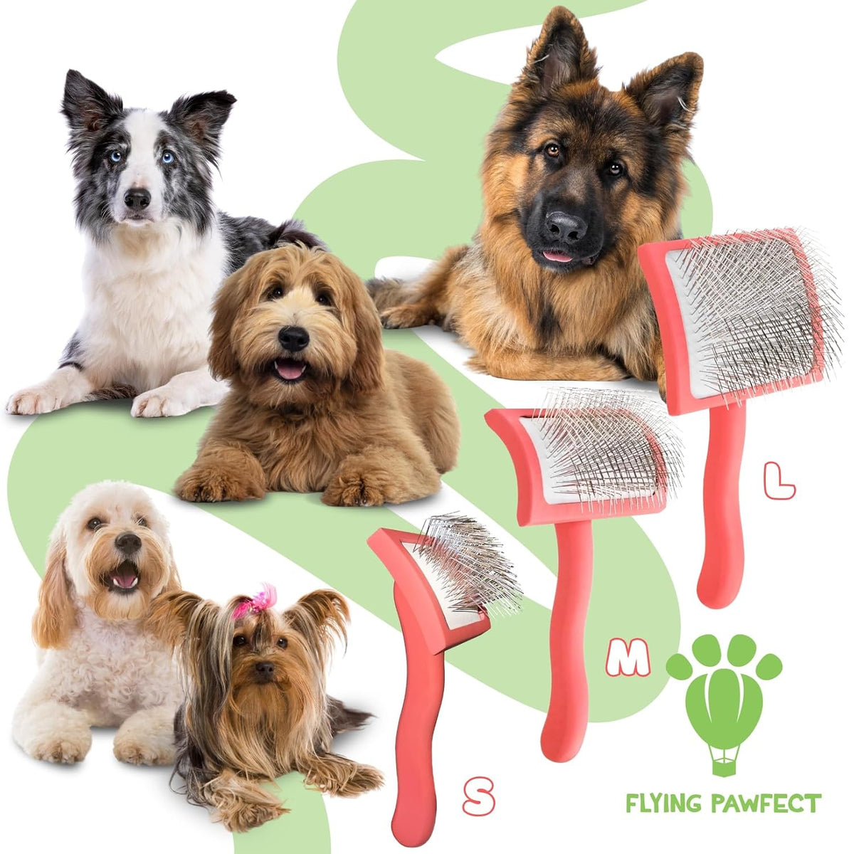 slicker brush for dogs - long pin for, close-up detail