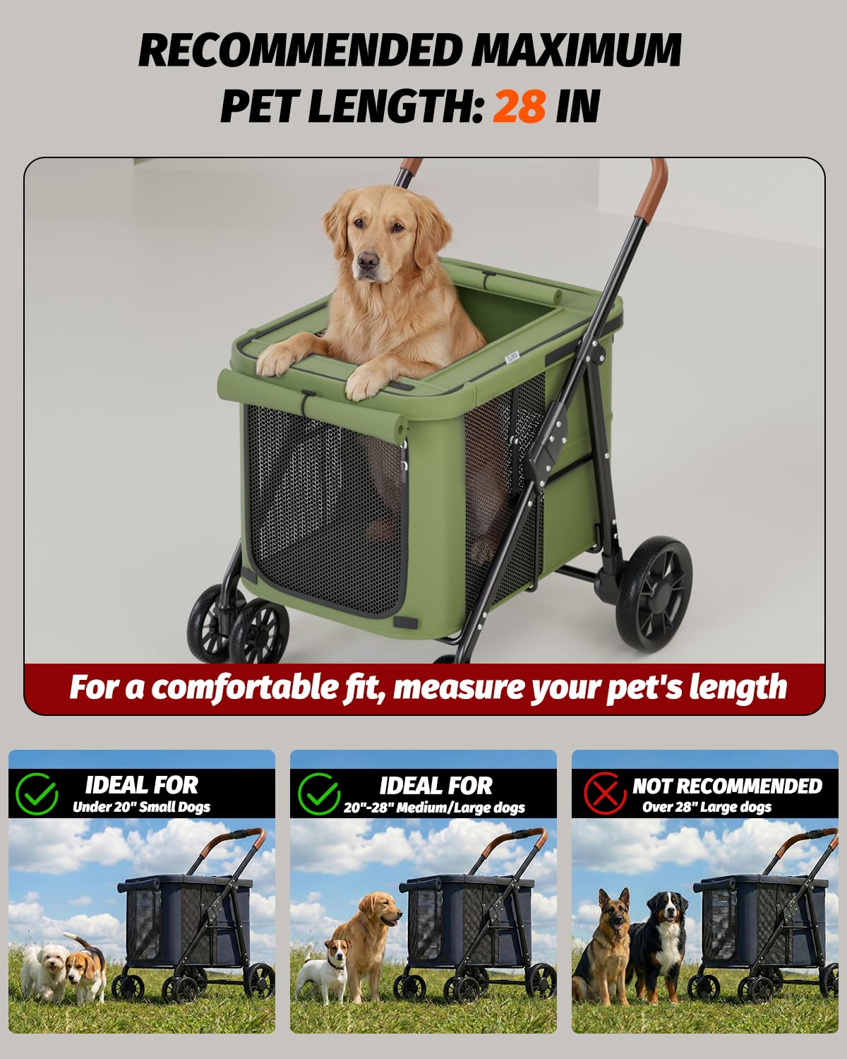 dog stroller for large & medium dogs up, close-up detail