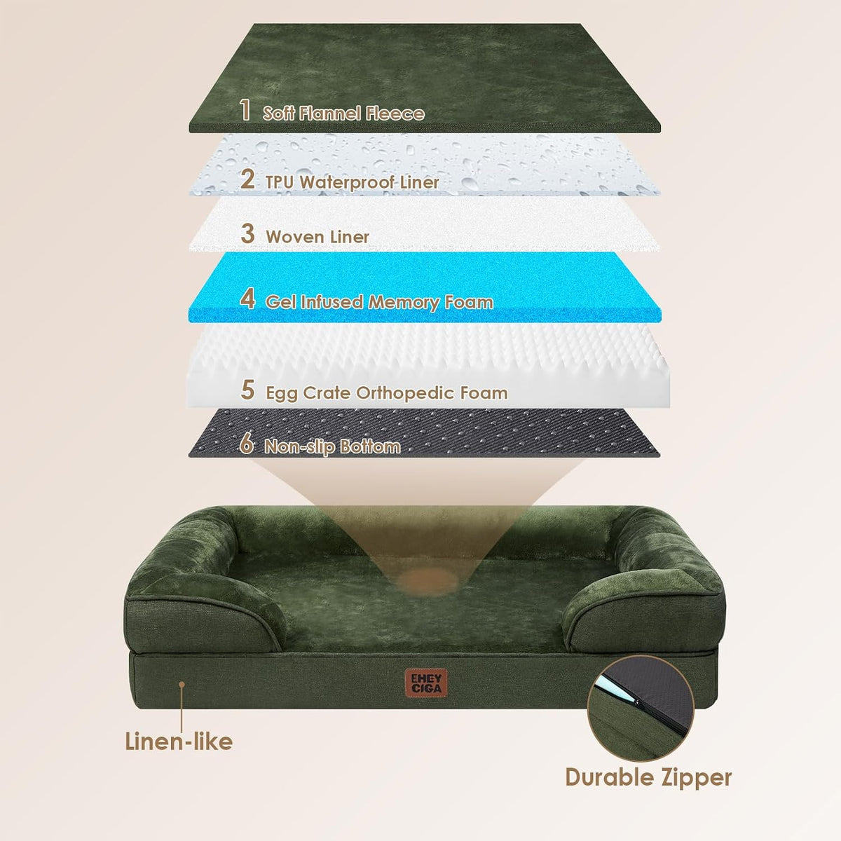 eheyciga orthopedic extra large dog bed, waterproof washable shown in use