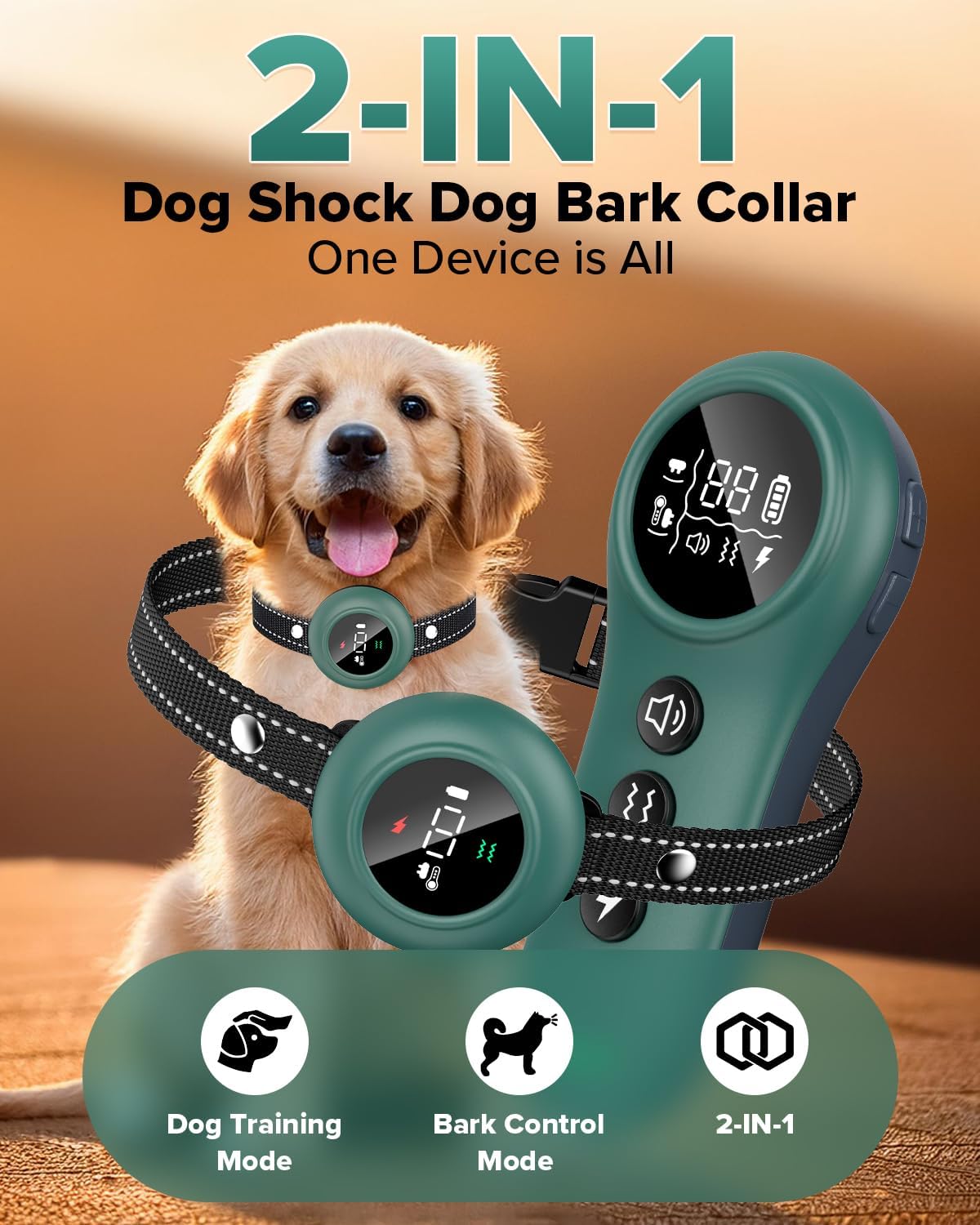 [new 2025] 2-in-1 dog shock collar & bark shown in use