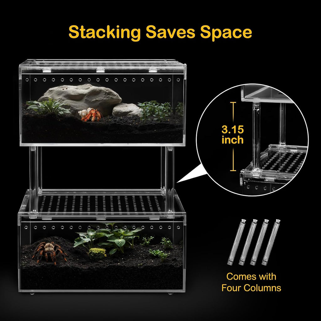 xlarge reptile tank pc kit, magnetic lid clear, side view