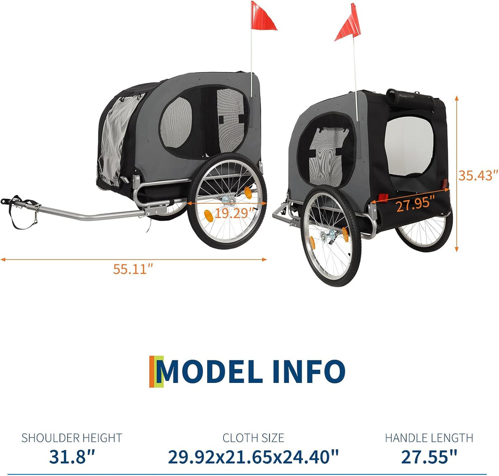88lbs dog bike trailer, pet cart bicycle carrier shown in use