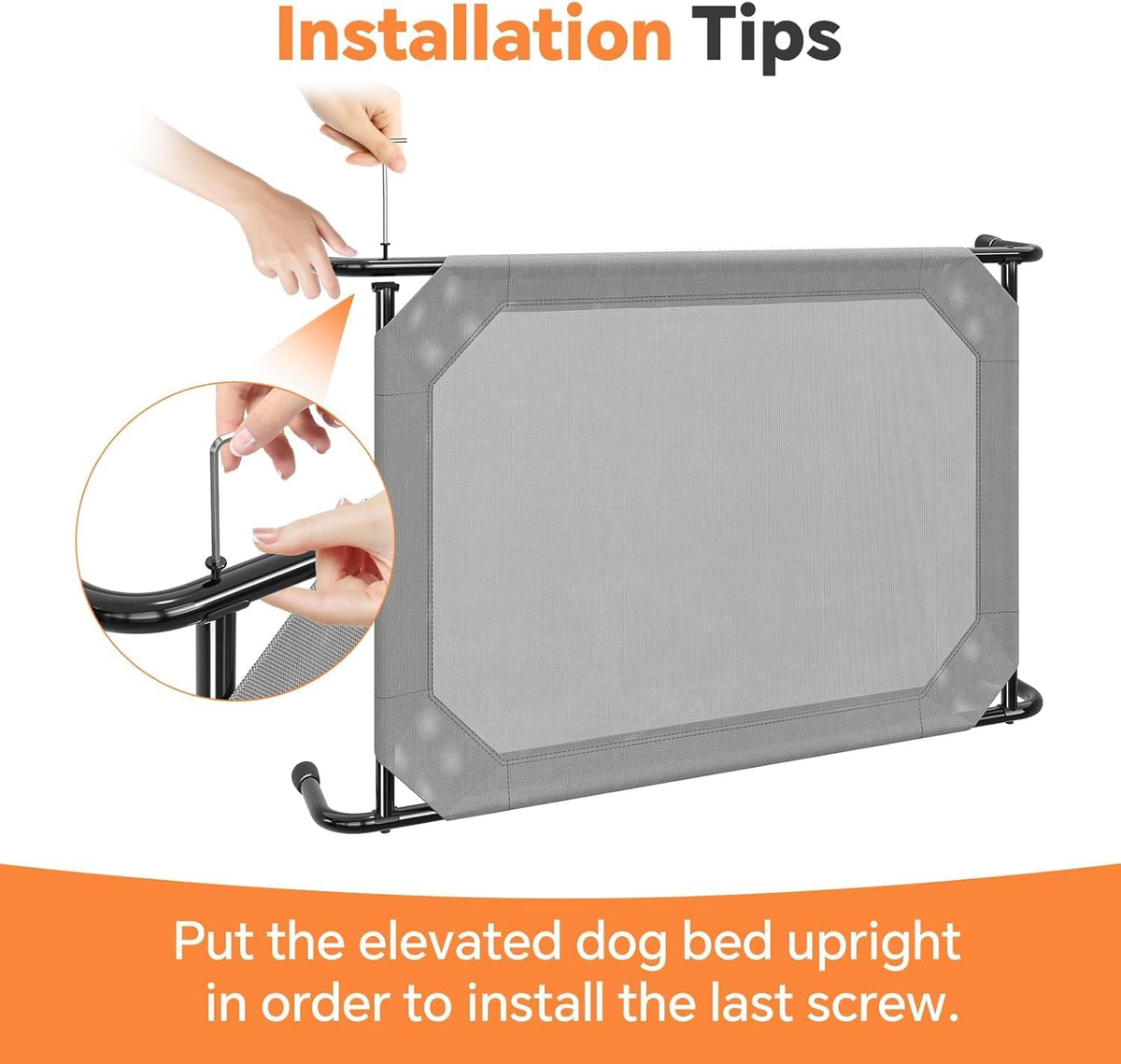 simple trending raised dog bed for large dogs, front angle view
