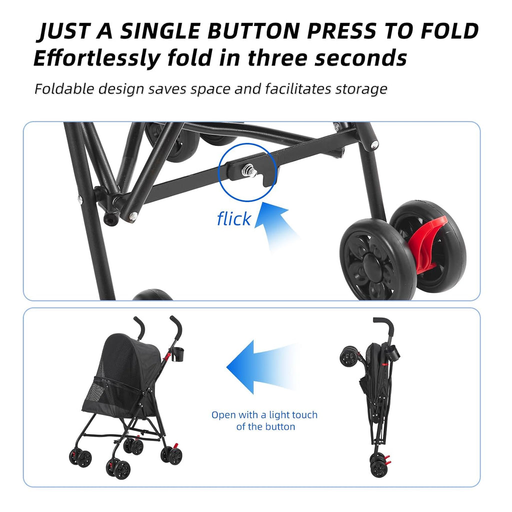 pet stroller oxford cloth foldable dog strollers for, side view