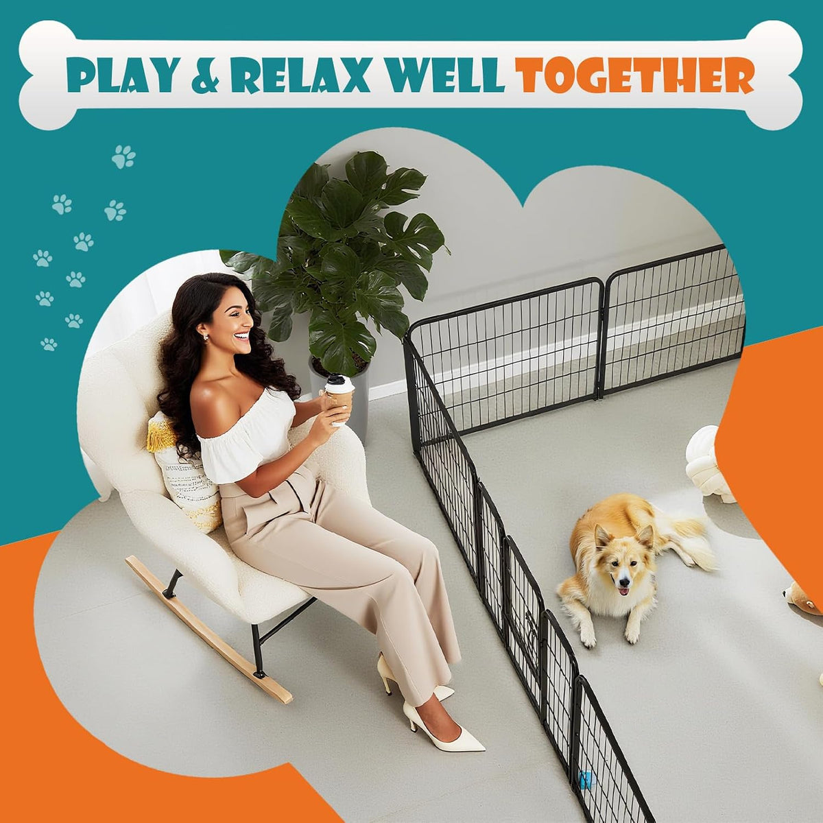 olixis 40" dog playpen extension 2 panels indoor, side view