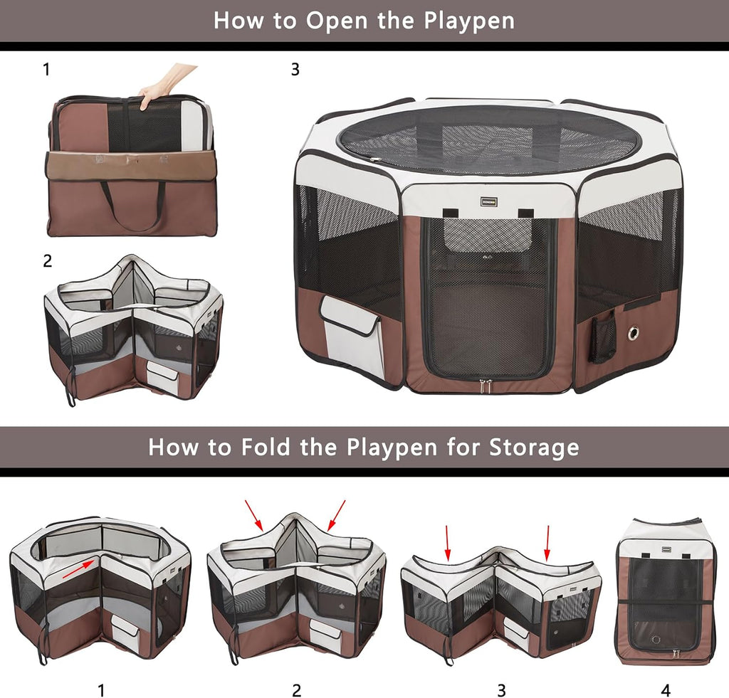 donoro dog playpen 55" portable pet play pens, close-up detail