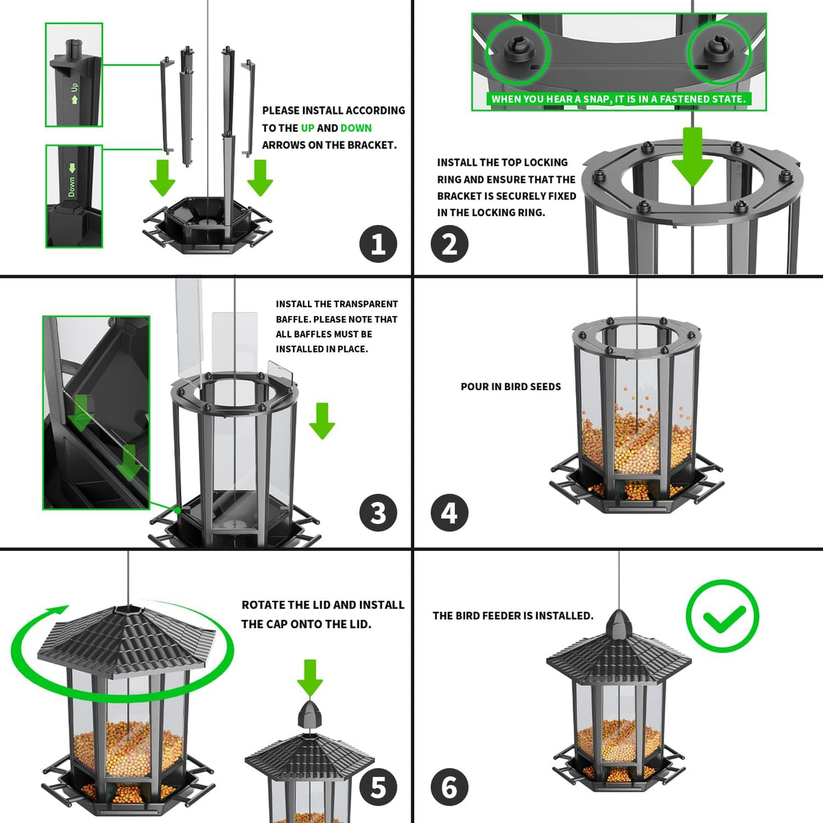 birdream 4 pack bird feeders for outdoor hanging shown in use