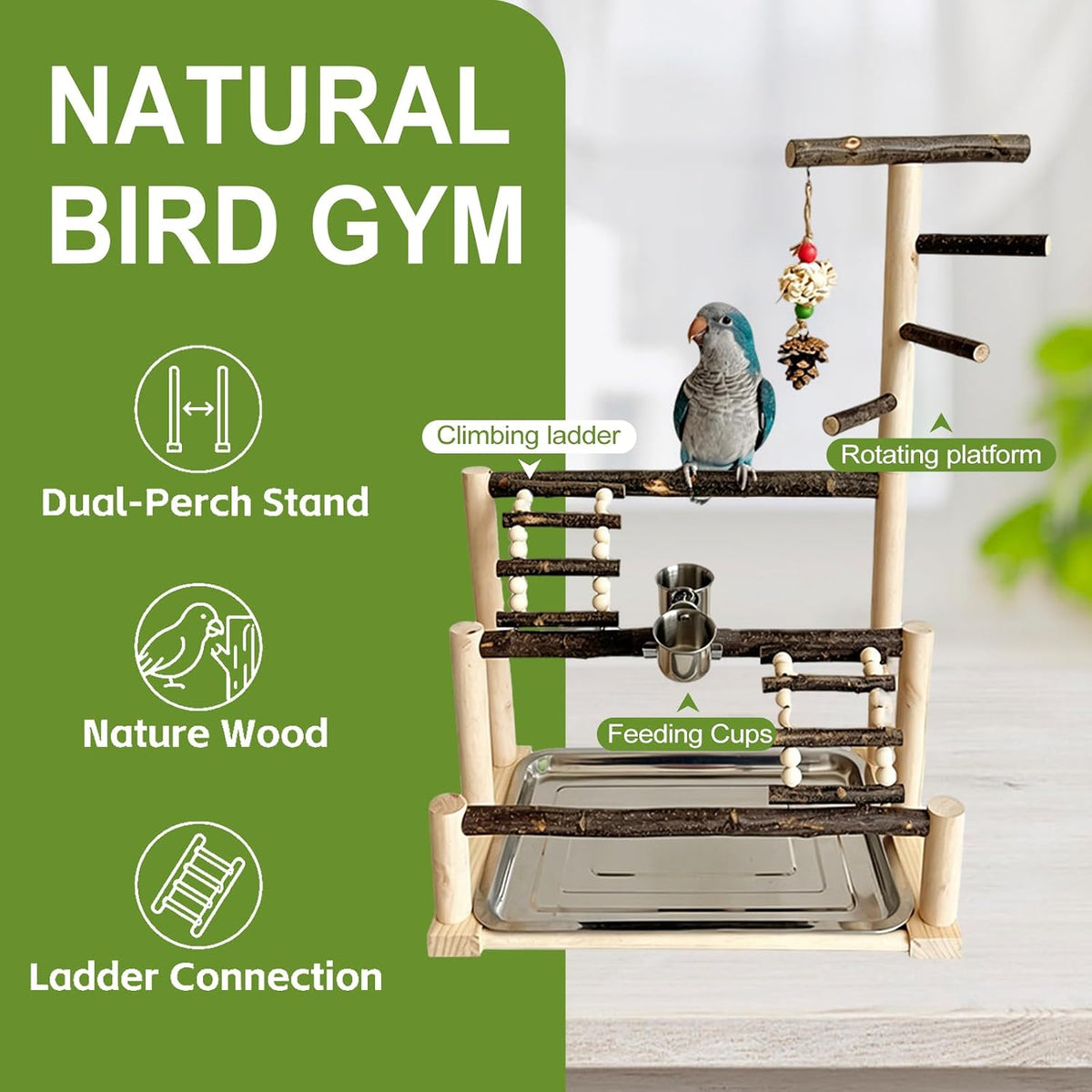 parrot playstand bird playground, side view