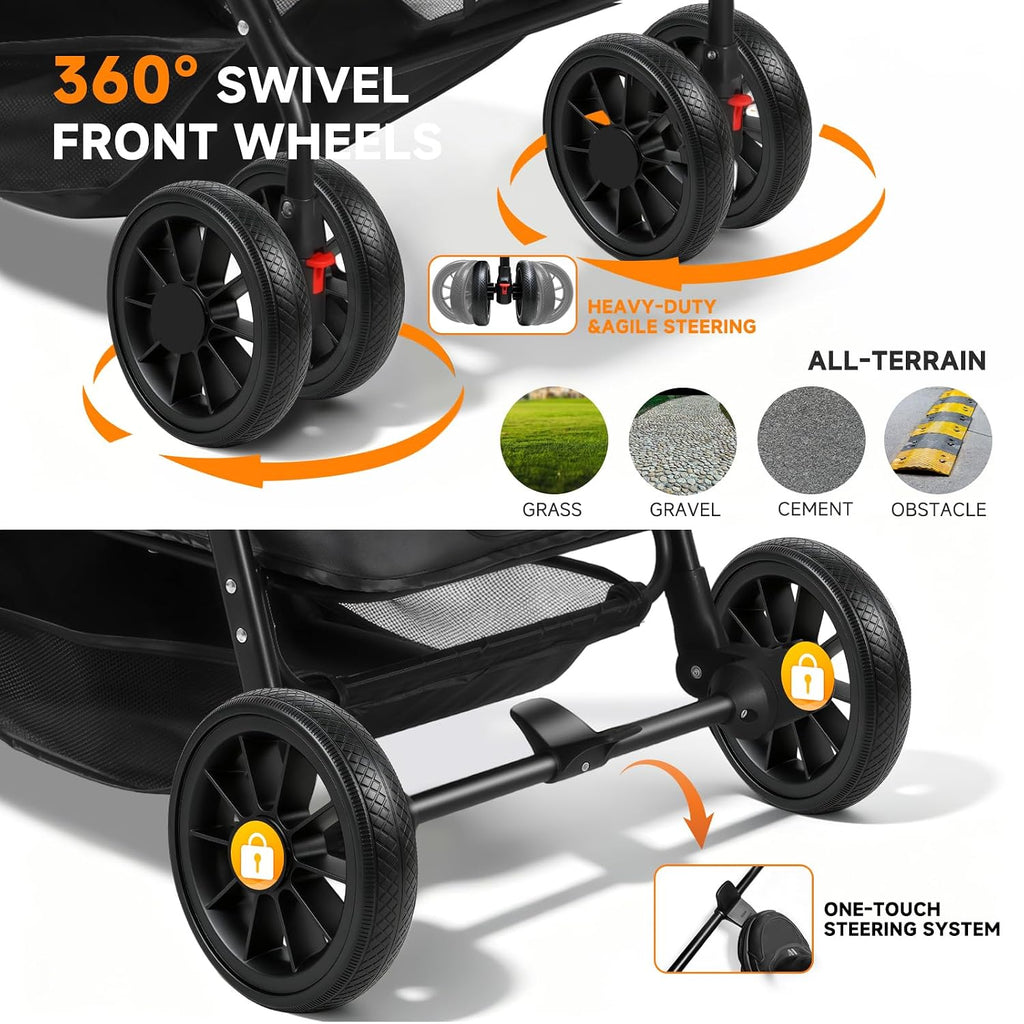 dog stroller for large & medium dogs (up showing dimensions