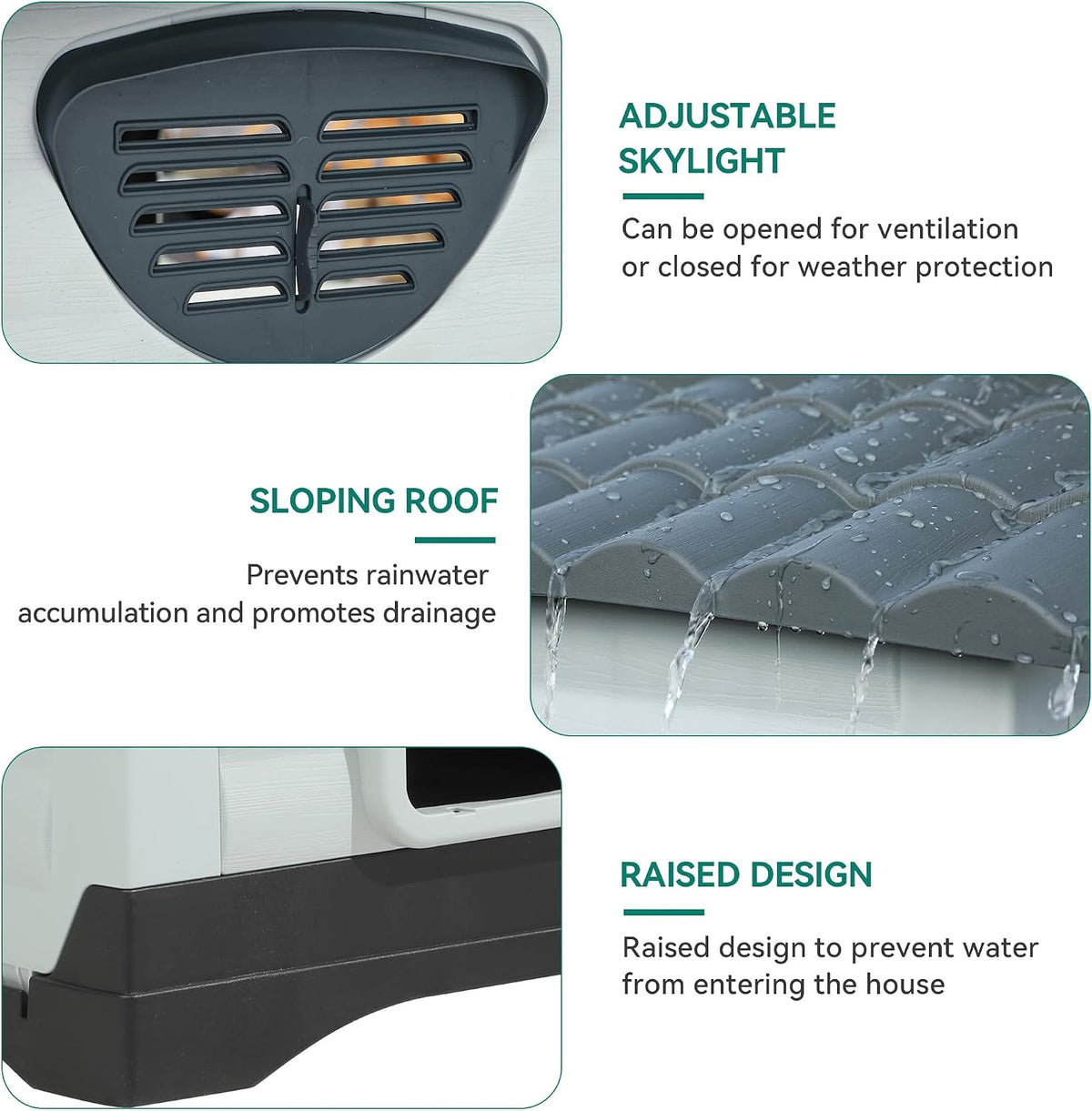 dwvo 2-door large dog house with elevated base, close-up detail