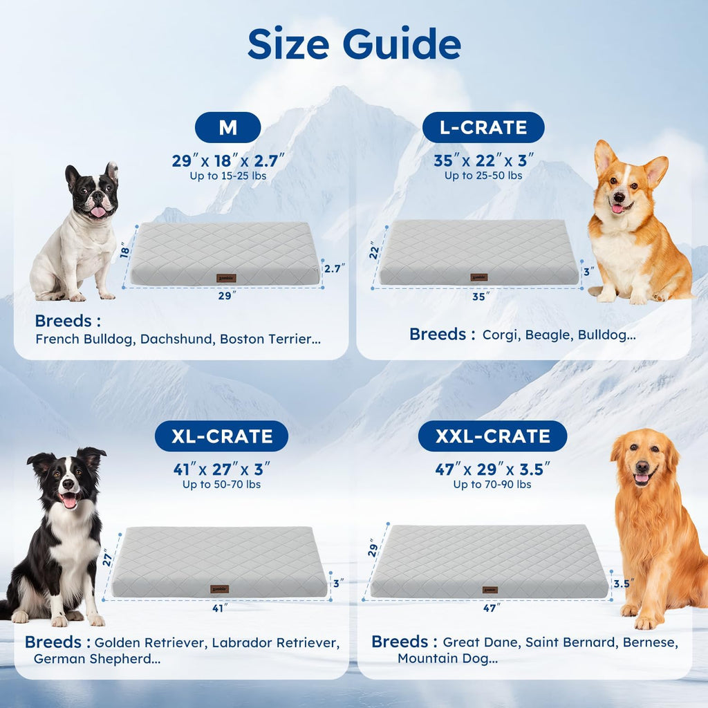 zomisia cooling dog bed for crate, q-max>0.5 cooling shown in use