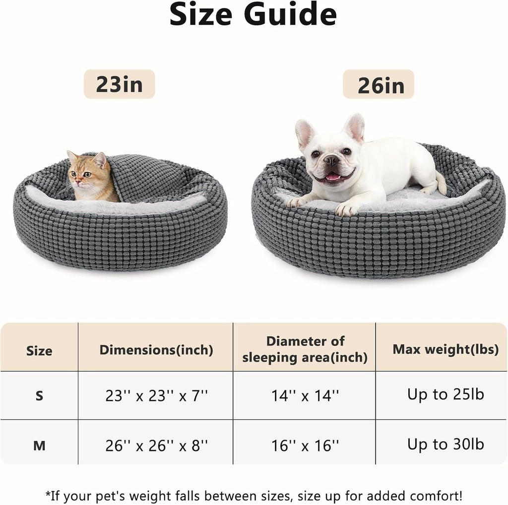 dog bed with attached blanket for small dogs showing dimensions