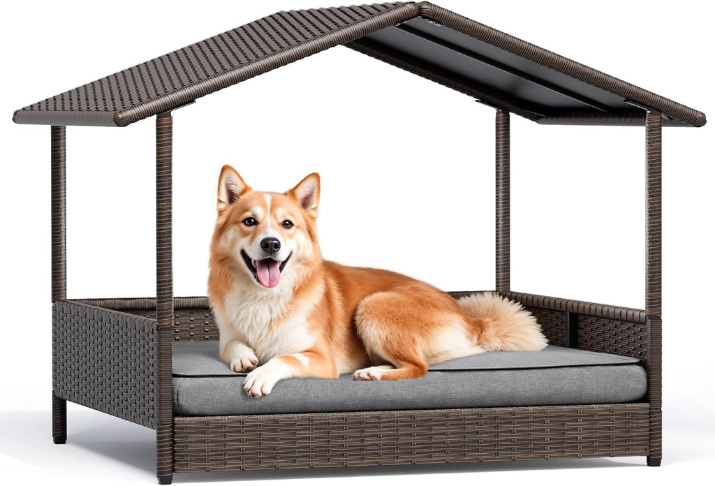 greesum wicker elevated dog house for small &, main product view