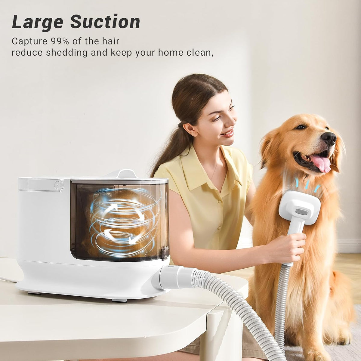 bunfly dog grooming kit & dog hair vacuum, side view