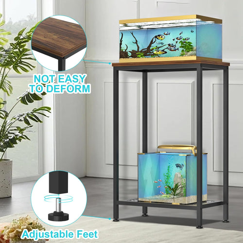 10 gallon fish tank stand, 2-tier small aquarium shown in use