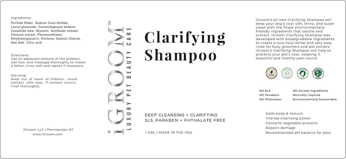 igroom clarifying dog shampoo, luxury pet beauty care shown in use