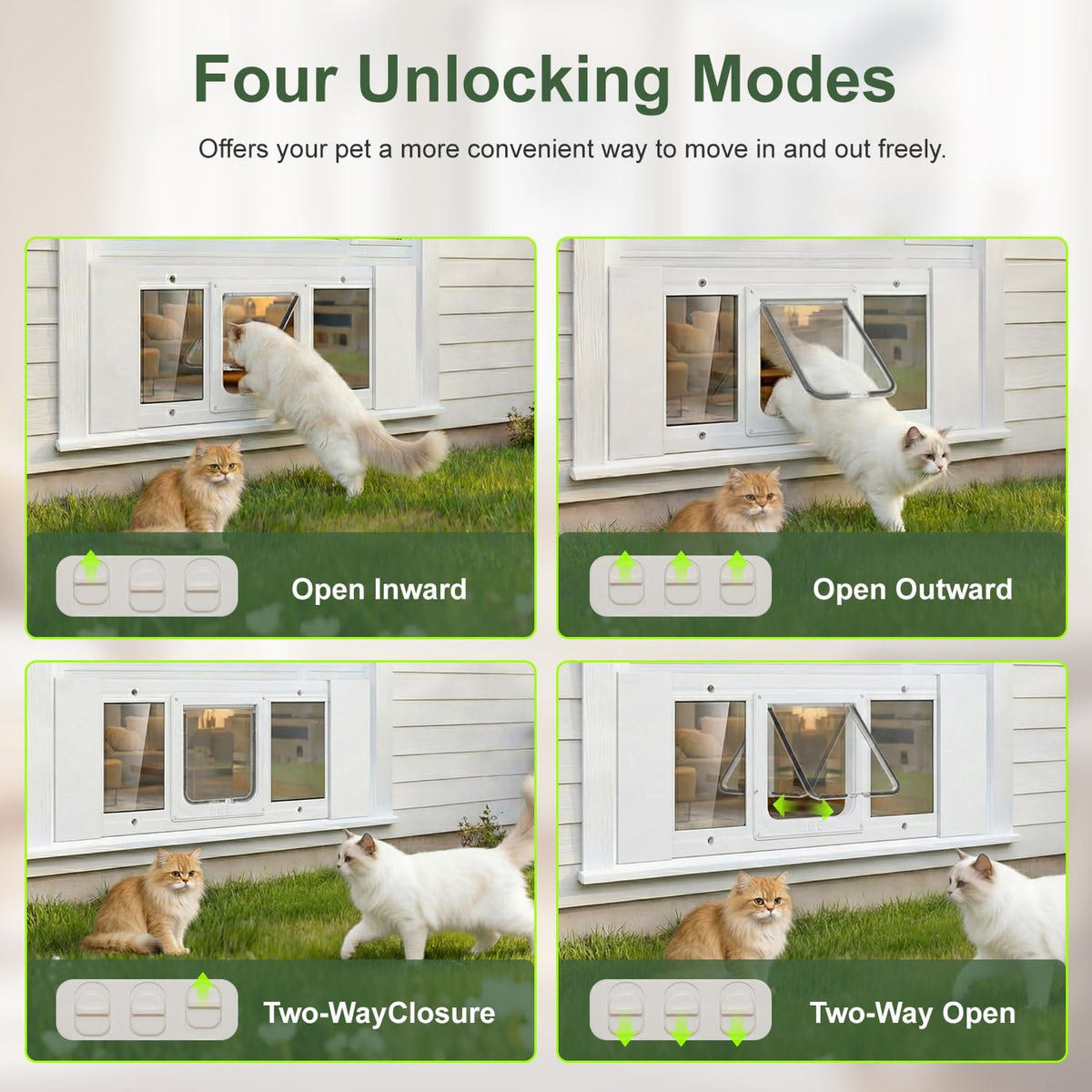 aluminum cat door for window, adjustable full-size window, close-up detail
