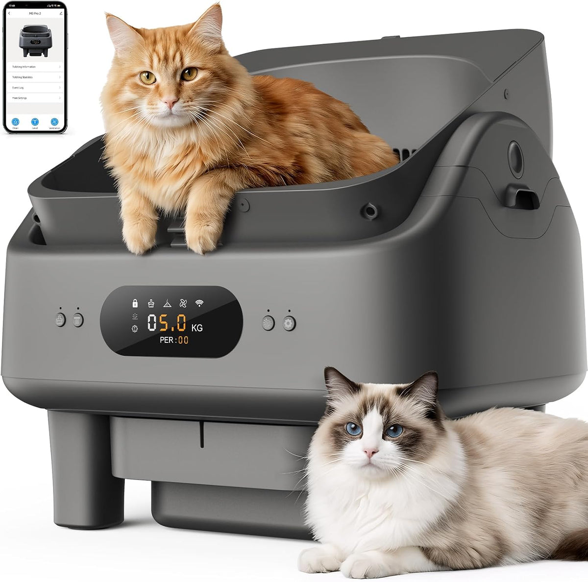 self cleaning cat litter box, smart automatic litter, main product view