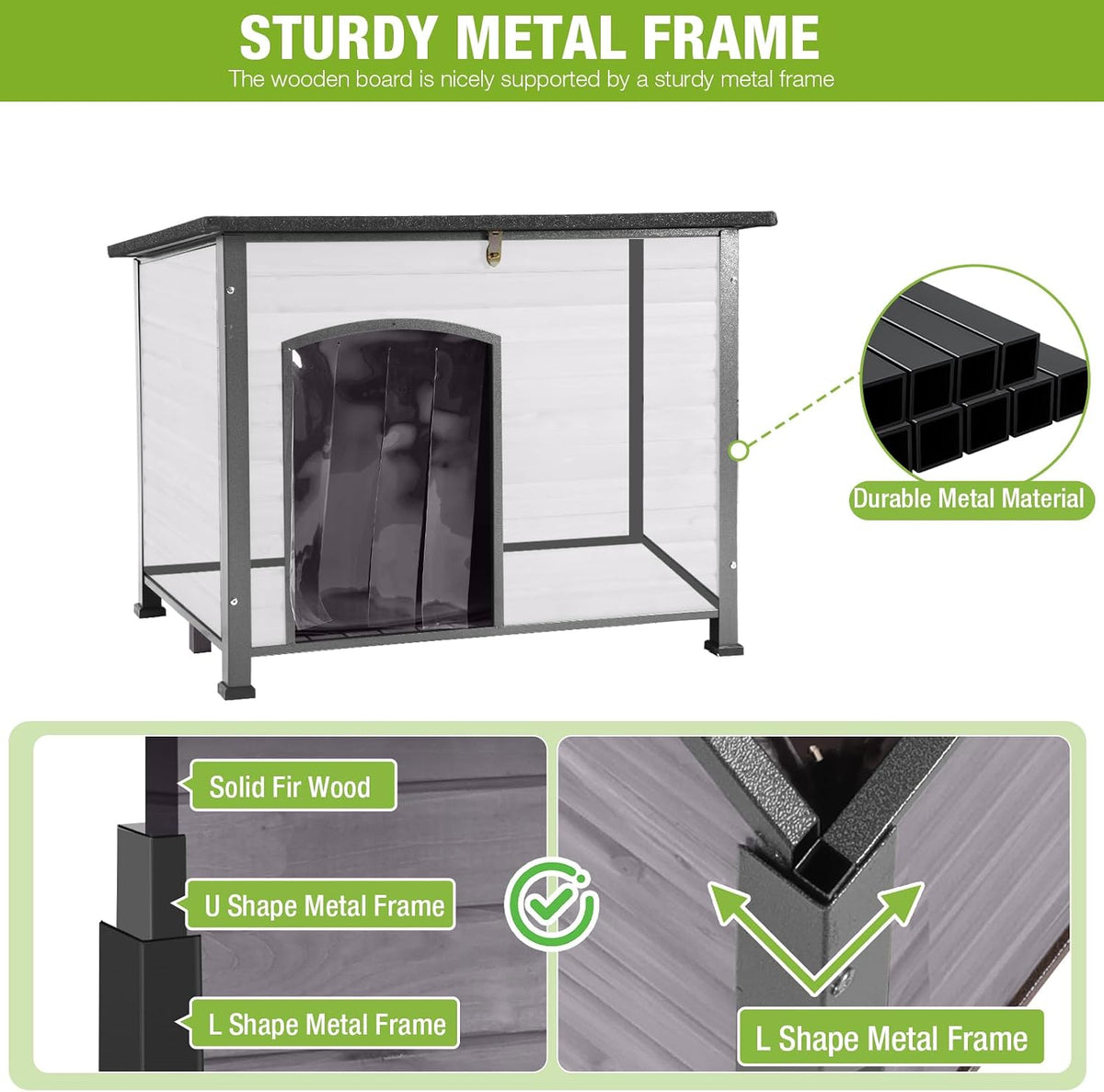 gutinneen large outdoor insulated dog house indestructible dog, close-up detail