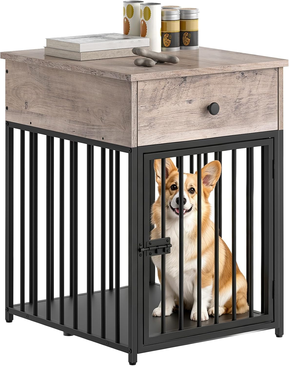 hoobro dog crate furniture, wooden dog house, decorative, main product view