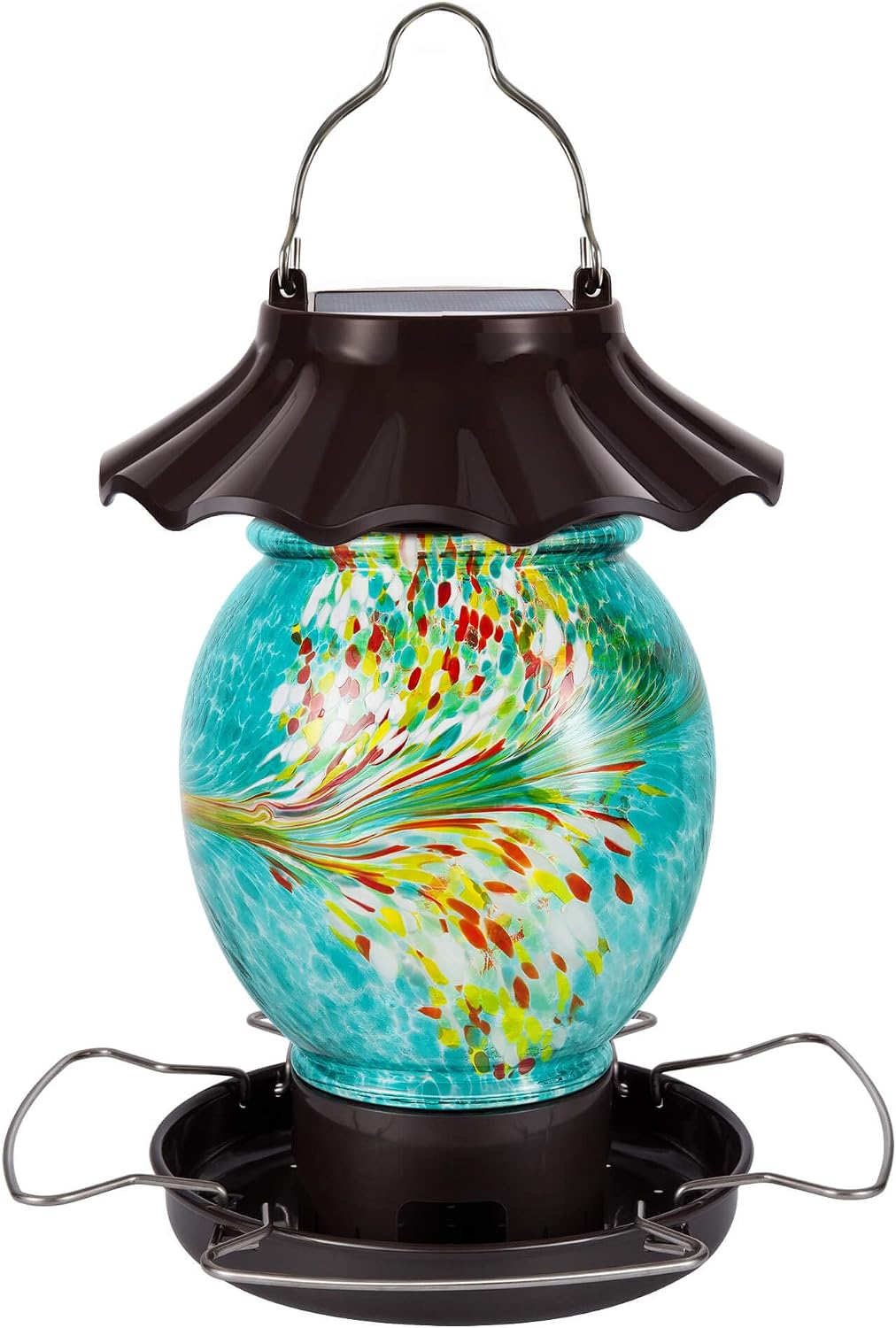 lujii solar bird feeder for outdoors hanging, hand, main product view