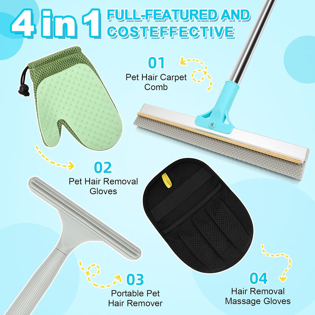 philorn carpet rake for pet hair removal, 4, close-up detail