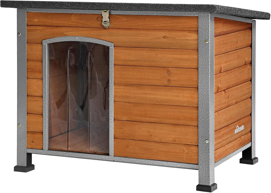 aivituvin dog house outdoor & indoor wooden dog, front angle view