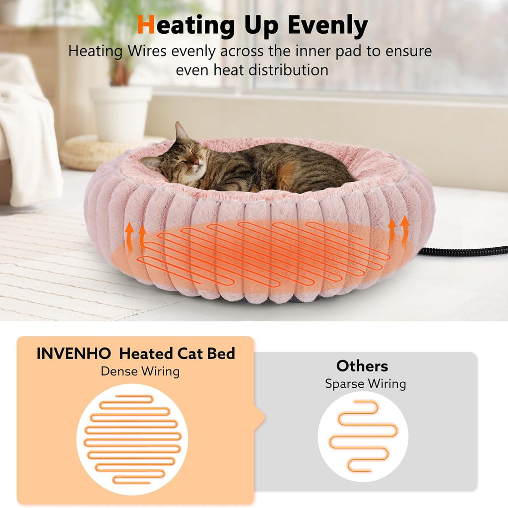 invenho heated cat beds for indoor cats and shown in use