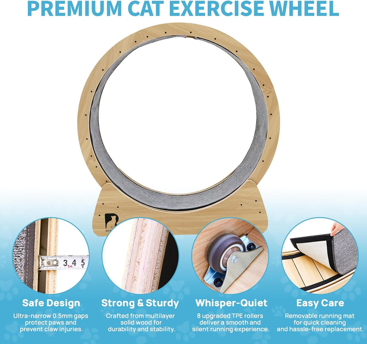 43" large cat exercise wheel for indoor cats, close-up detail