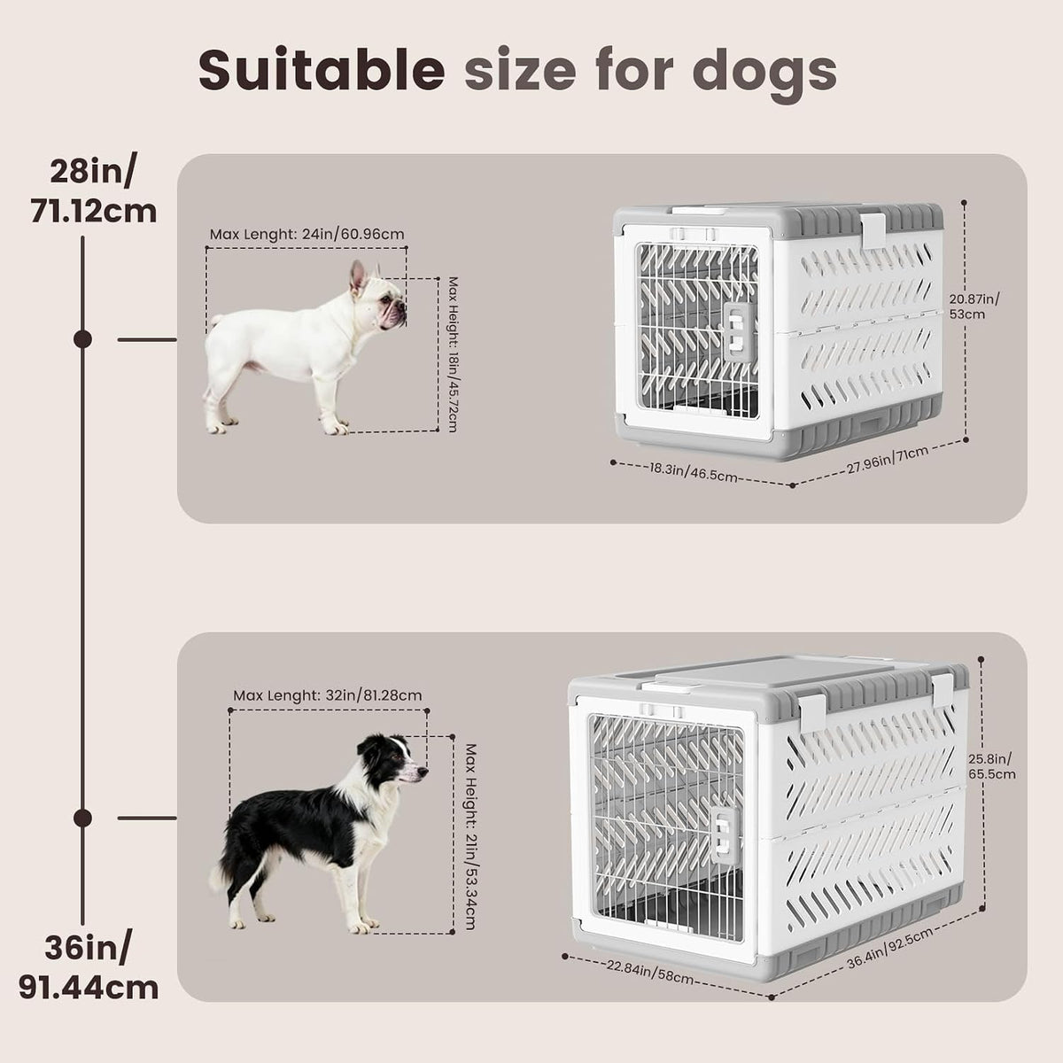 28 in handle basic dog crate for indoor, side view