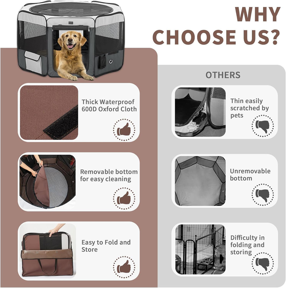 donoro dog playpen portable pet play pens for, package contents
