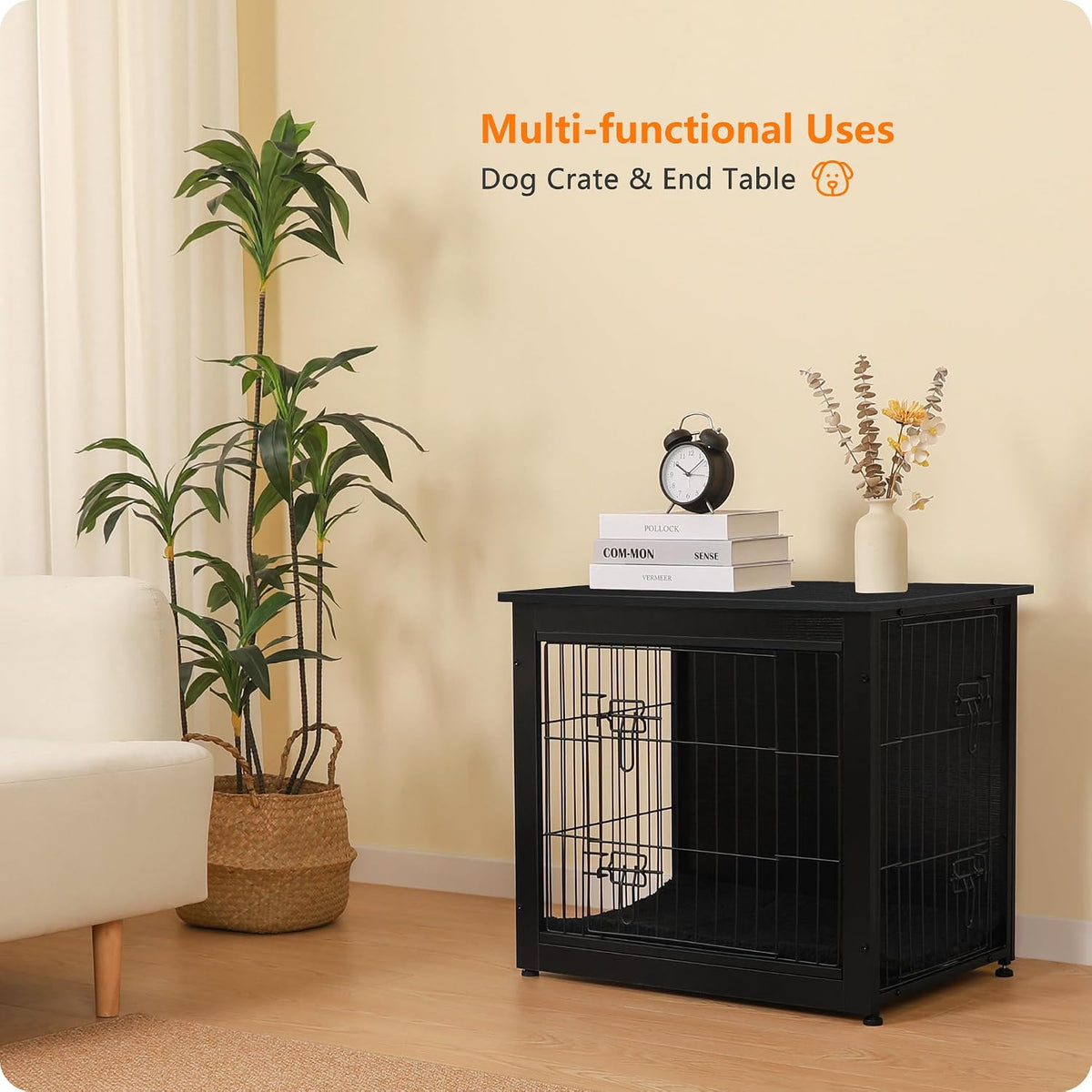 dwanton 27" dog crate furniture, dog kennel indoor on a desk or shelf